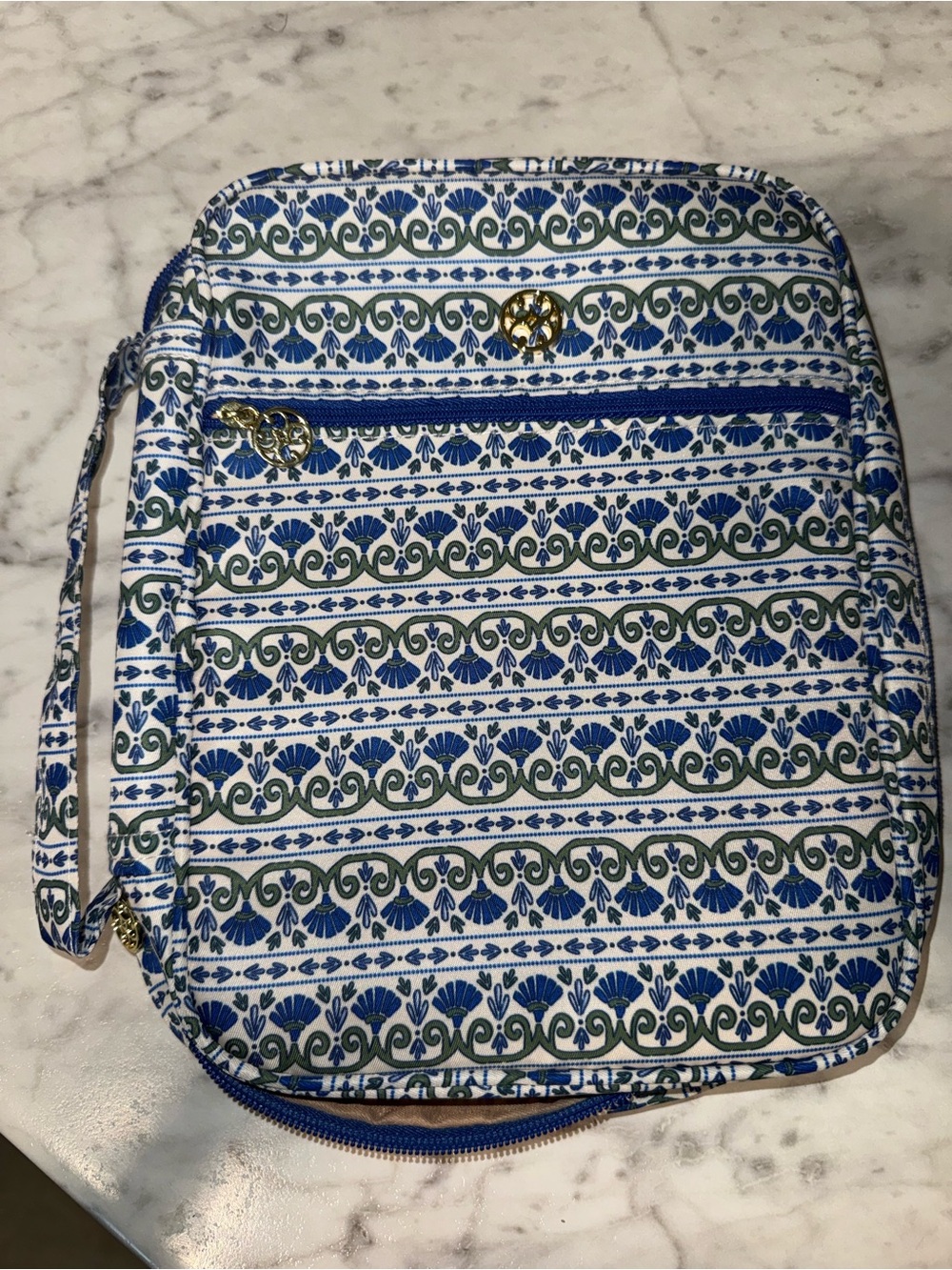Mary Square Blue & White Patterned Bible Pouch